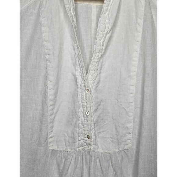 HARTFORD Linen Shirt Dress Sz 3 US 8 White Short Sleeve Minimalist Neutral Basic - Picture 5 of 11